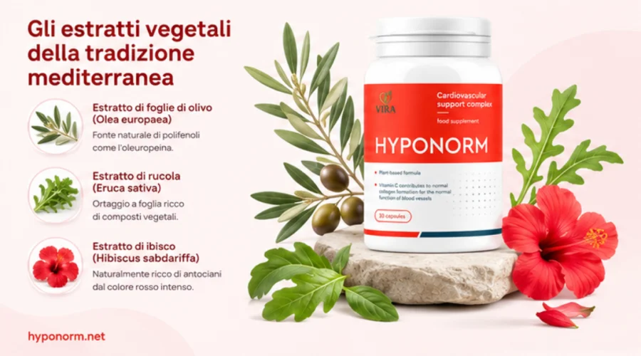 Hyponorm — estratti di olivo, rucola e ibisco della tradizione mediterranea